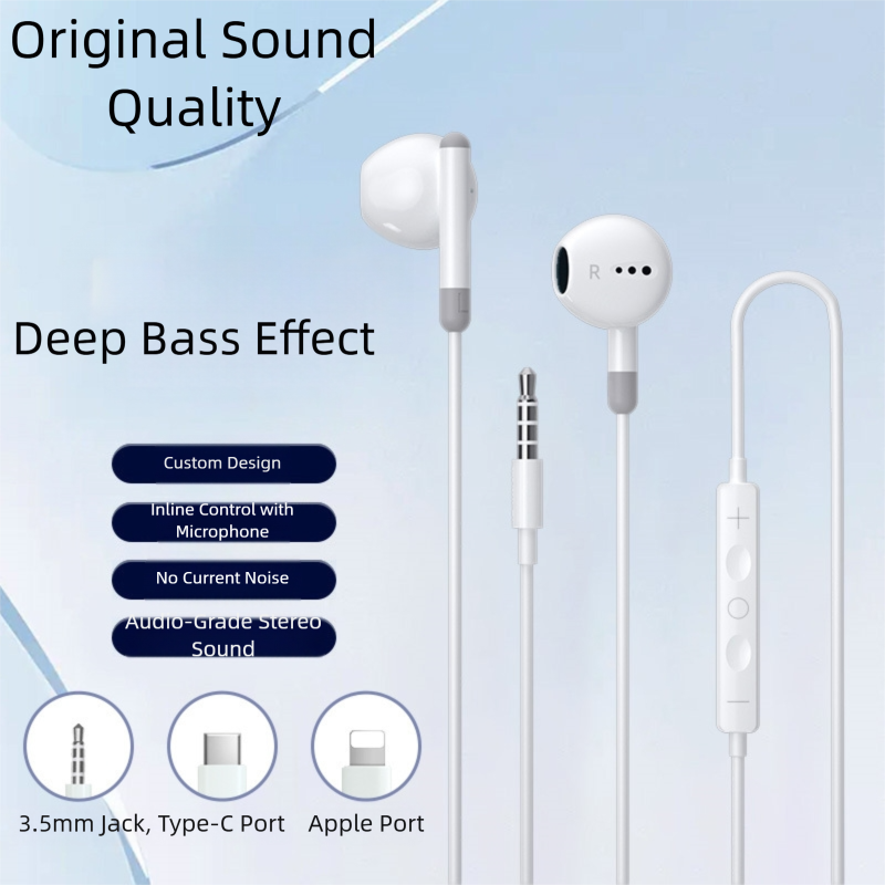 Semi-in-ear Wired Earphone Type-C Interface with Line Control Mic No Active Noise Reduction Wired Music Headset Durable Wire No reviews yet