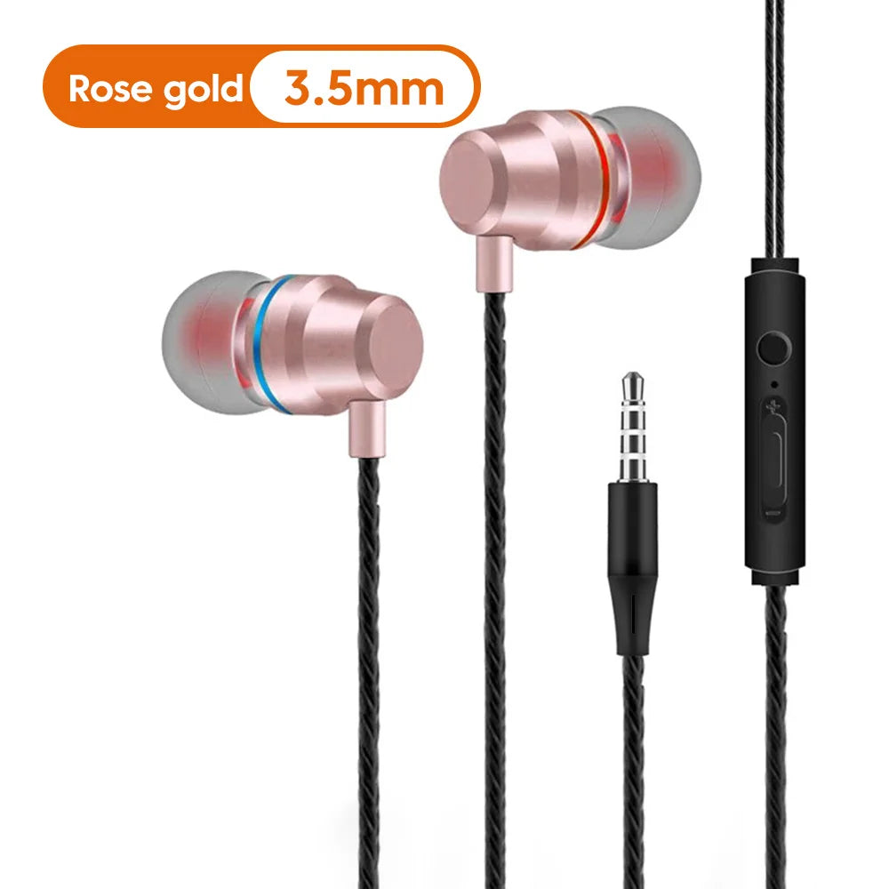 3.5MM/Type C Wired Earphones 360° Surround Sound In Ear Wired Headphones With Microphone Wired Control Wired Headphones