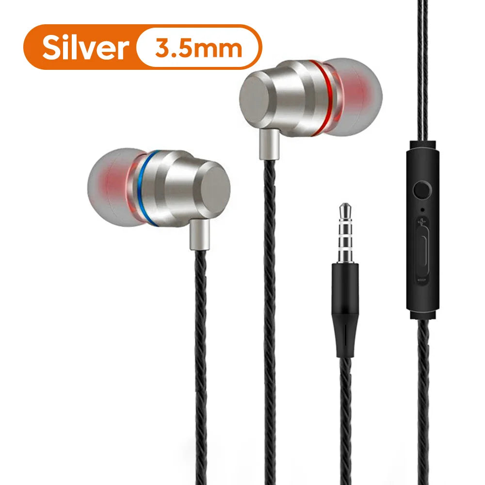 3.5MM/Type C Wired Earphones 360° Surround Sound In Ear Wired Headphones With Microphone Wired Control Wired Headphones
