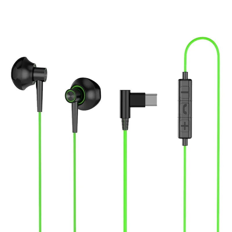 USB C 90° Elbow Gaming Wired Headphones HiFi Surround Sound With Mic Type C 3.5mm Wired Headphones For Samsng Galaxy S25 S24 S23