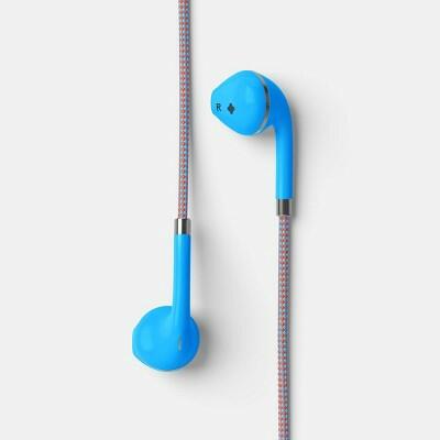 Mr Blue - Wired Earbuds Bright Blue In-Ear Built-In Microphone 3.5mm